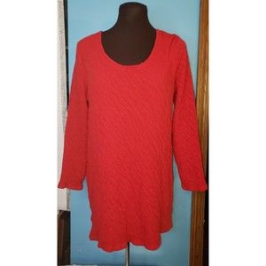 J.Jill Pure Jill Women's Tunic Crinkle Textured 3/4 Sleeve Crew Neck Size M